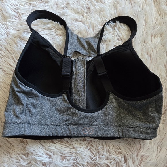 CALIA Women's Go All Out Zip Front Sports Bra black gray mesh 36D Large support - Picture 6 of 7